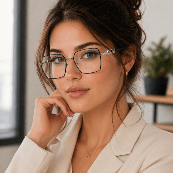 Aura – Lunettes Carrées Métal Noir & Argent MG 39094A C1