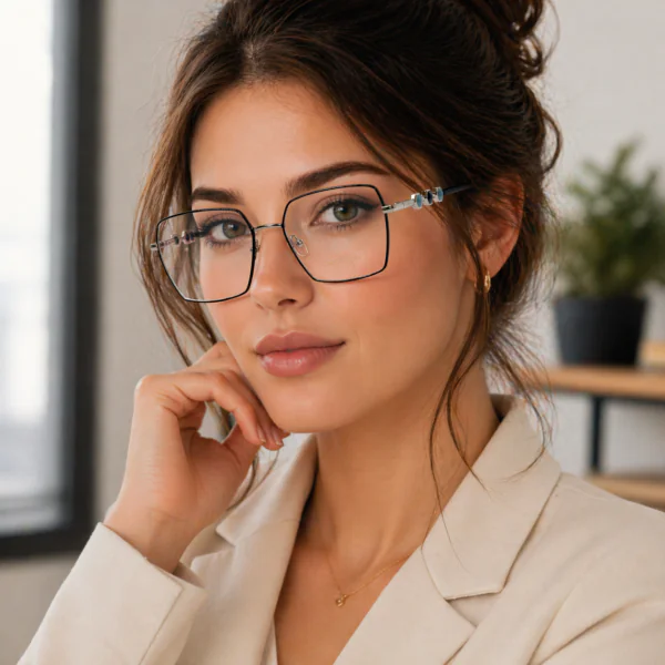 Aura – Lunettes Carrées Métal Noir & Argent MG 39094A C1